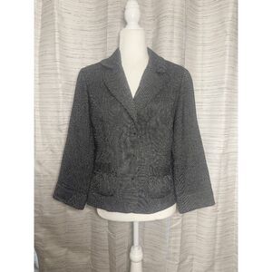 White House Black Market WHBM Houndstooth Neutral Business Attire Blazer 10